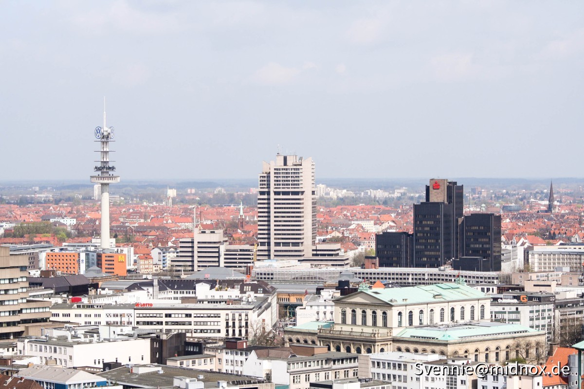 Hannover City (Blick vom Rathaus in Richtung Bahnhof)